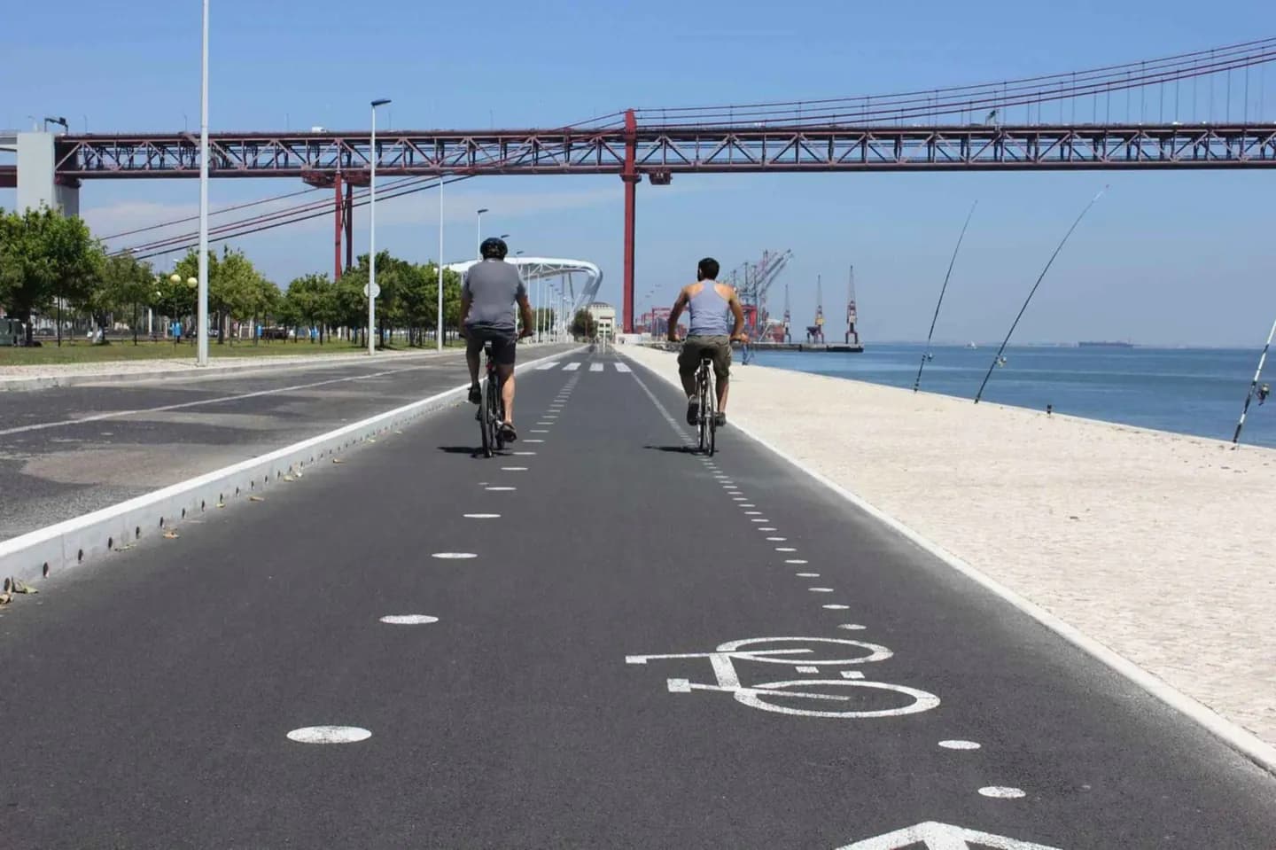 Llegando en bicicleta