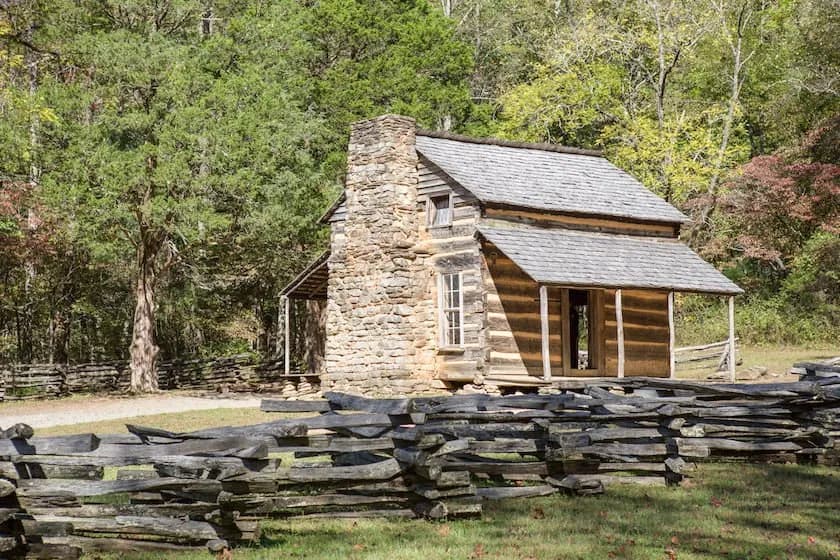 Cades Cove homes, church and mill