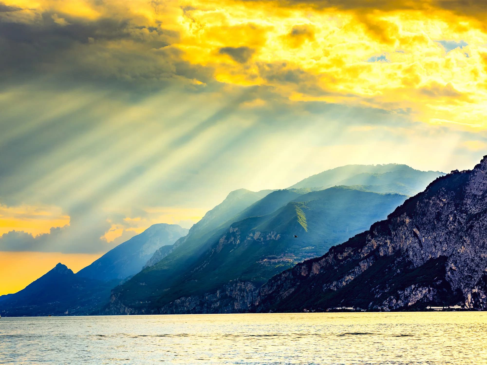 Lake Garda · water and mountains in the evening light