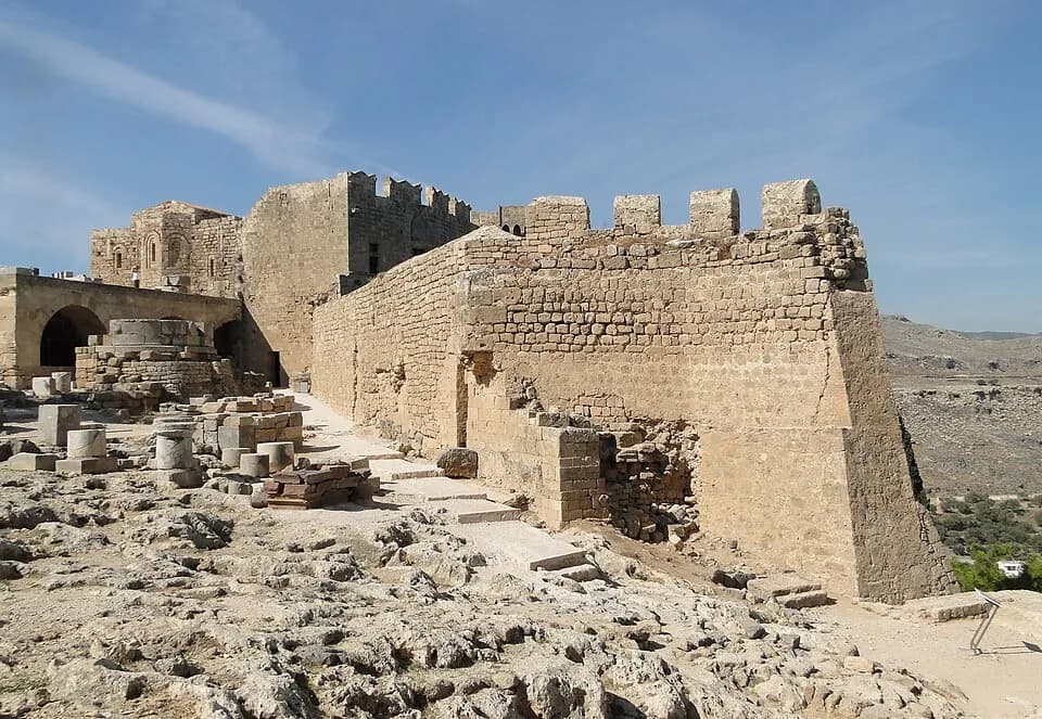 Lindos acropolis and its two bays